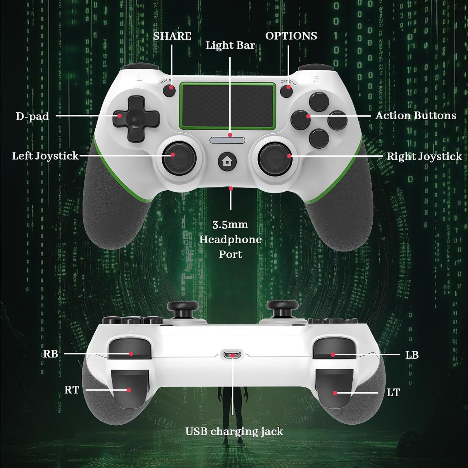 Wireless Controller for PS4 Slim Pro PC Bluetooth Wired Vibration Touchpad 3.5mm