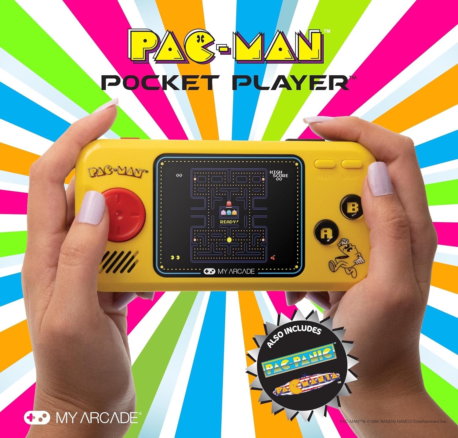 Pac-Man Pocket Player Handheld Console – Retro Gaming with Full Color Display
