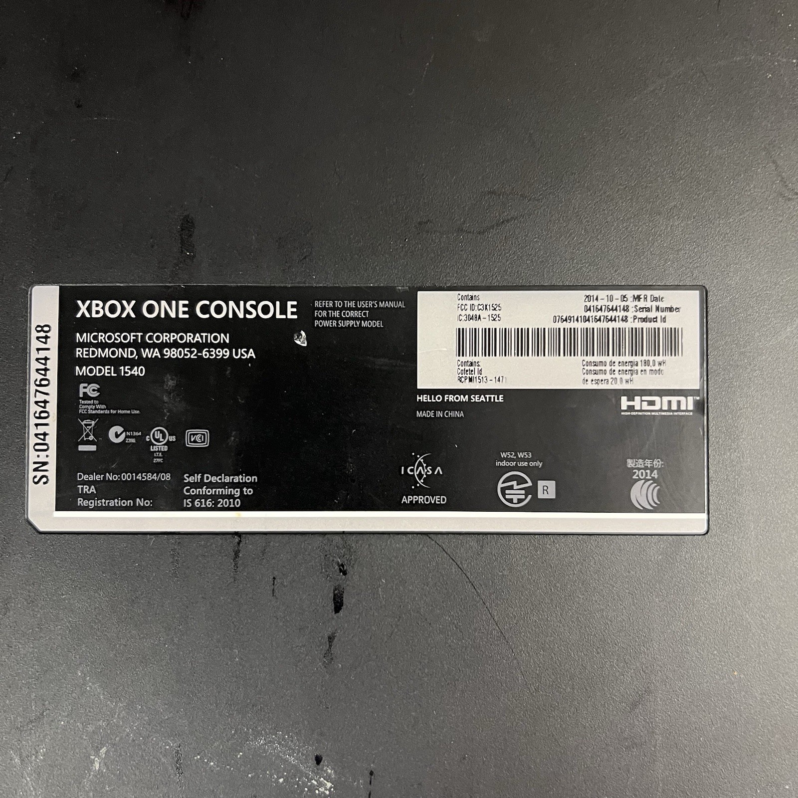 Microsoft Xbox One Console For Parts Or Repair