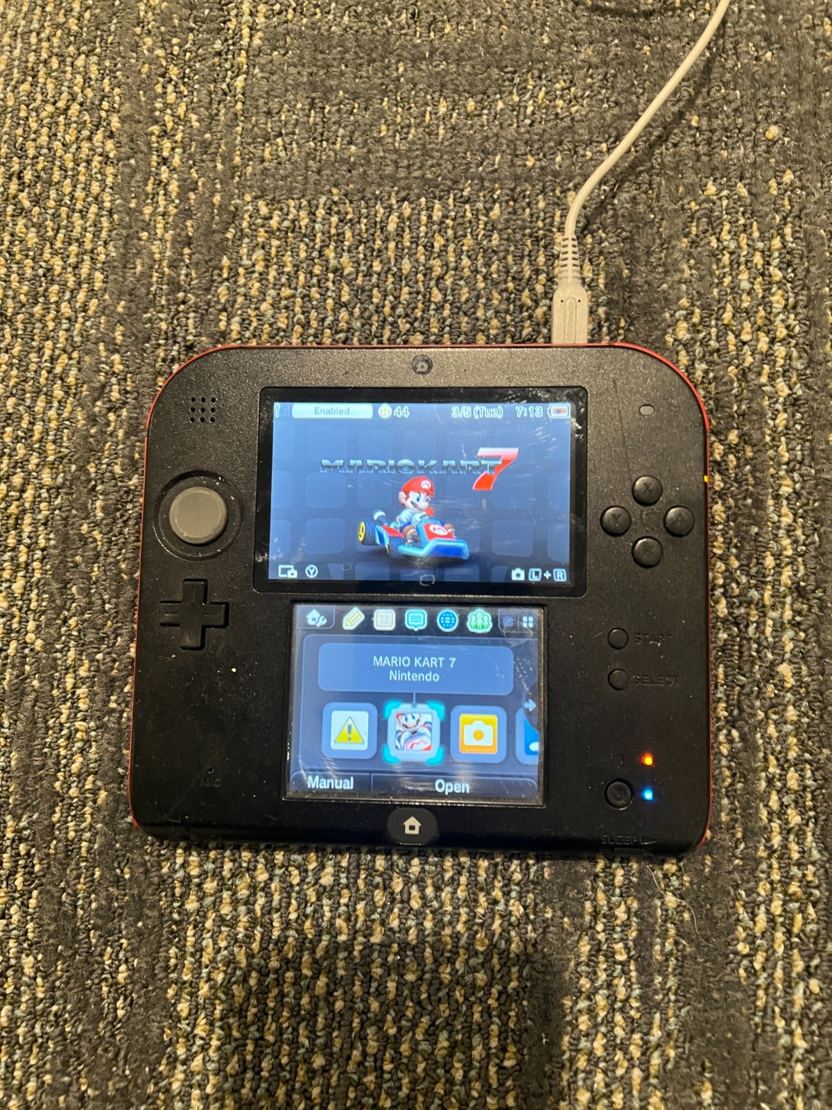 Nintendo 2DS Console Black Red Tested Working Charger