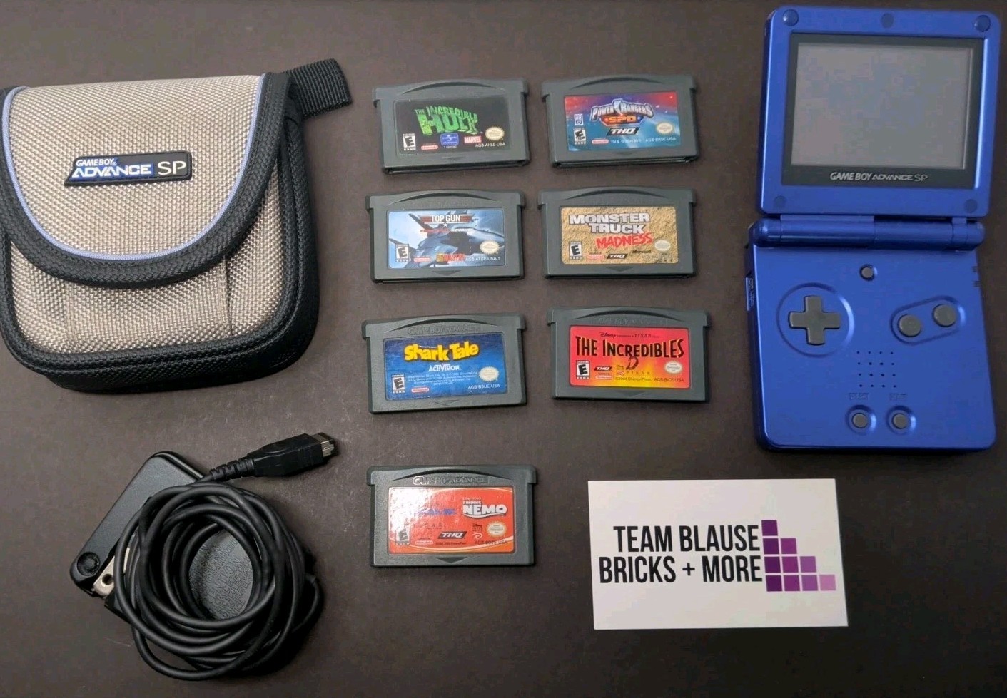 Nintendo GameBoy Advance SP Console Bundle • Cobalt Blue • Authentic Tested