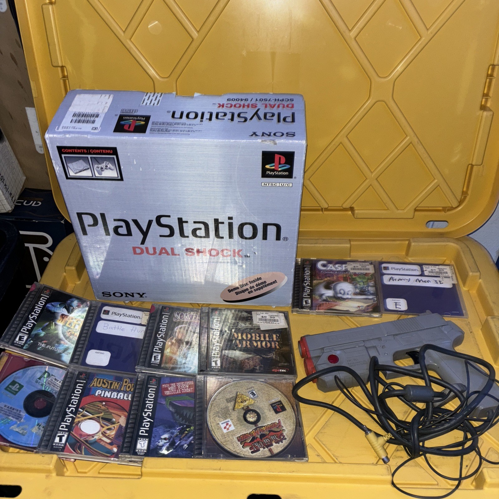 PlayStation 1 PS1 Game Console System Bundle 2 Controllers 10 games, namco gun