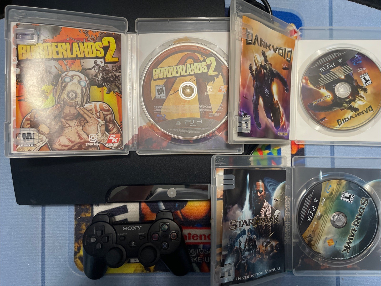Sony PS3 CECH2501A PlayStation 3 Slim Black Console W/ 3 Games And Controller