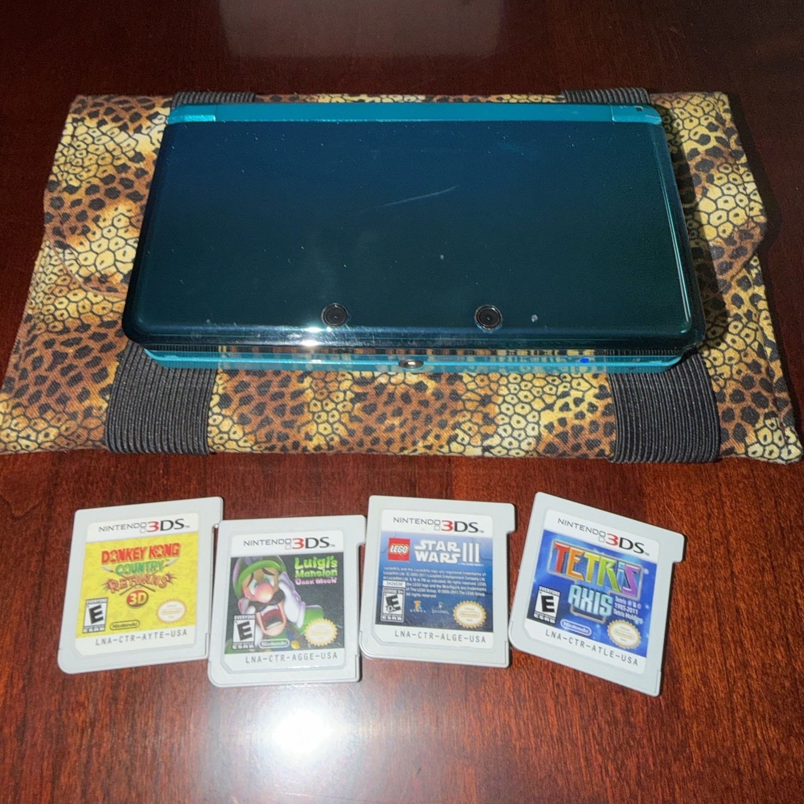 Nintendo 3DS Handheld System Blue w/ Four Games and Pouch