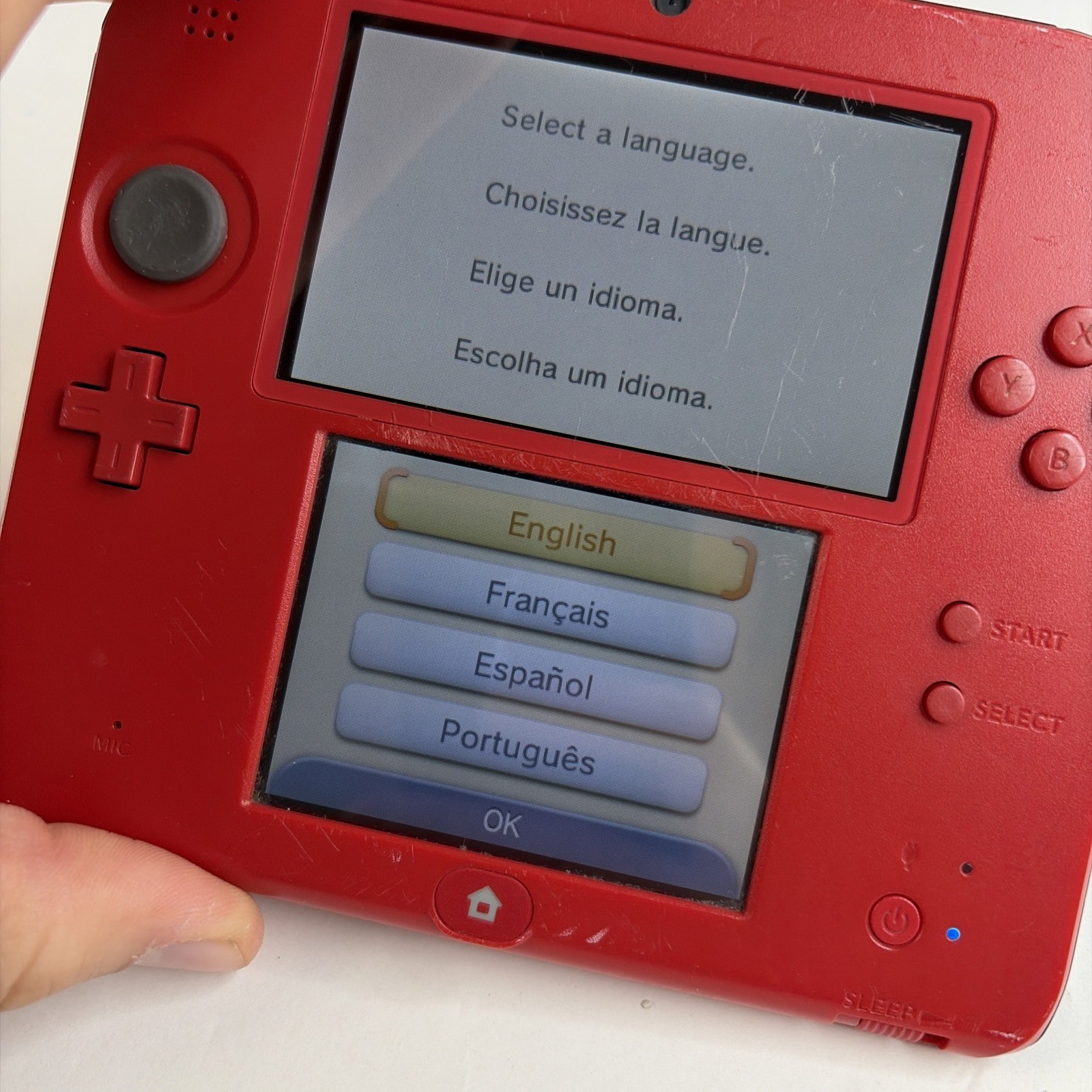 Nintendo 2DS Red Black Handheld System w/Charger US Model