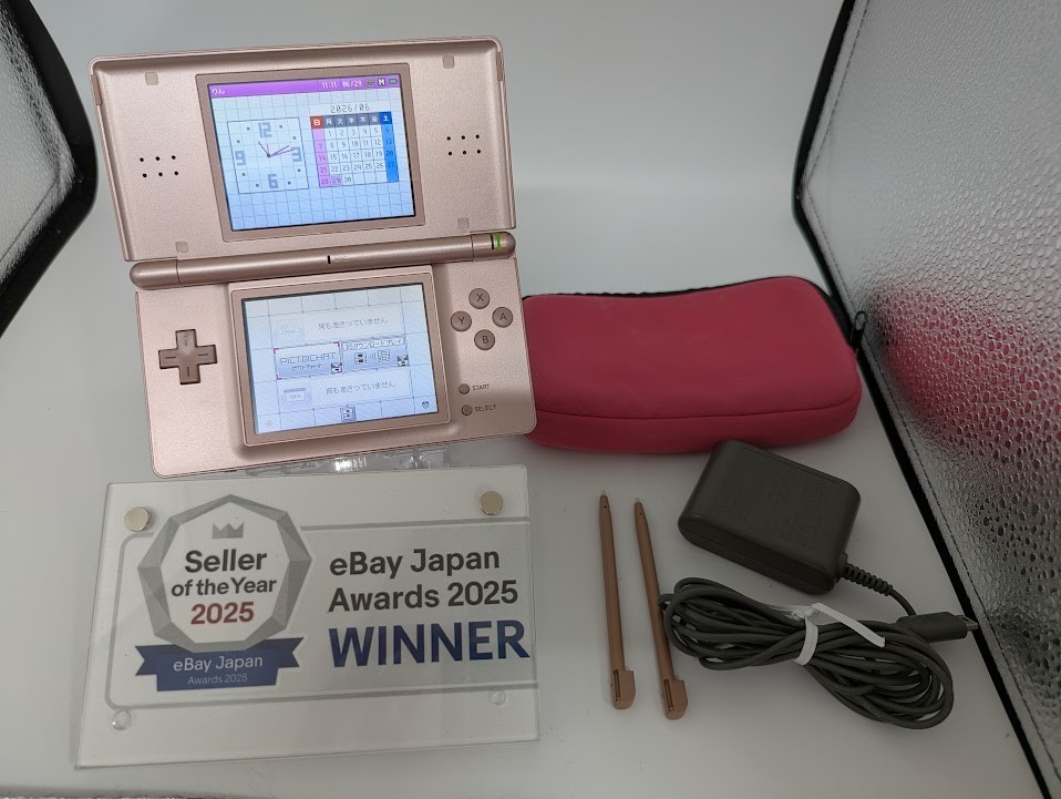 B303 Nintendo DS Lite console Metallic Rose Pink Japan NDS w/pen pouch fx