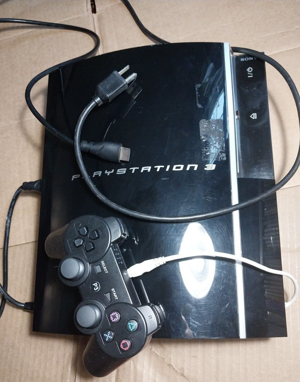 CECHP01 Playstation 3 PS3 160GB Console WORKS Black w wireless CONTROLLER