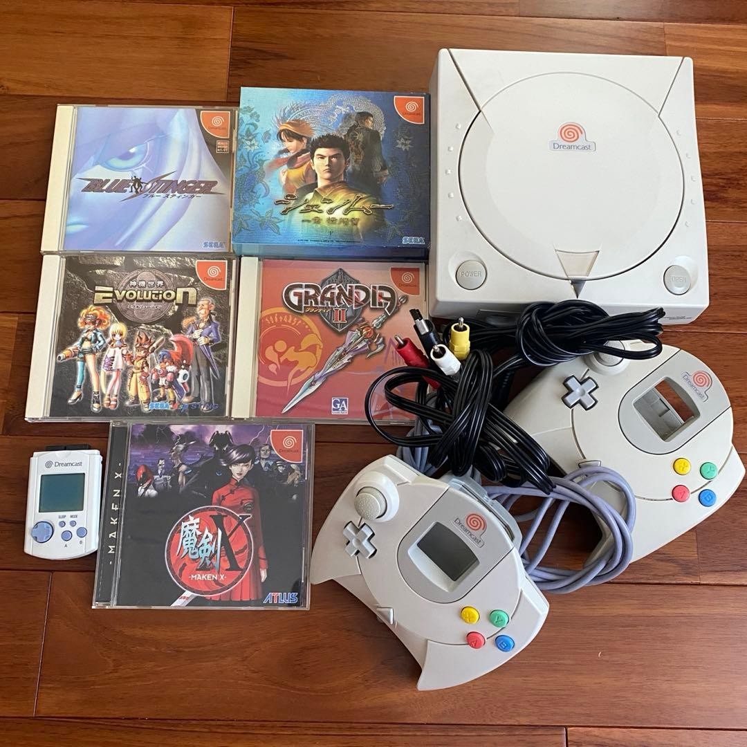 Sega Dreamcast HKT-3000 Console Set With 5 Games 2 Controllers Tested JP