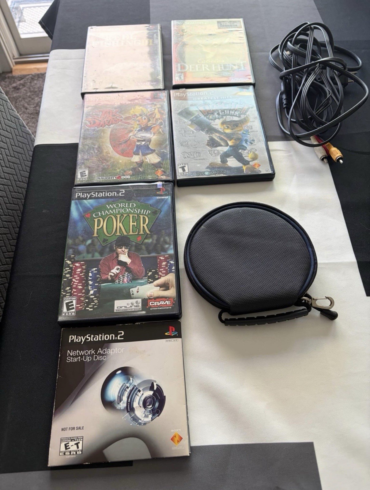 PlayStation 2 PS2 Fat Console Bundle Tested w/ 2 Controllers + 5 Games + Memory