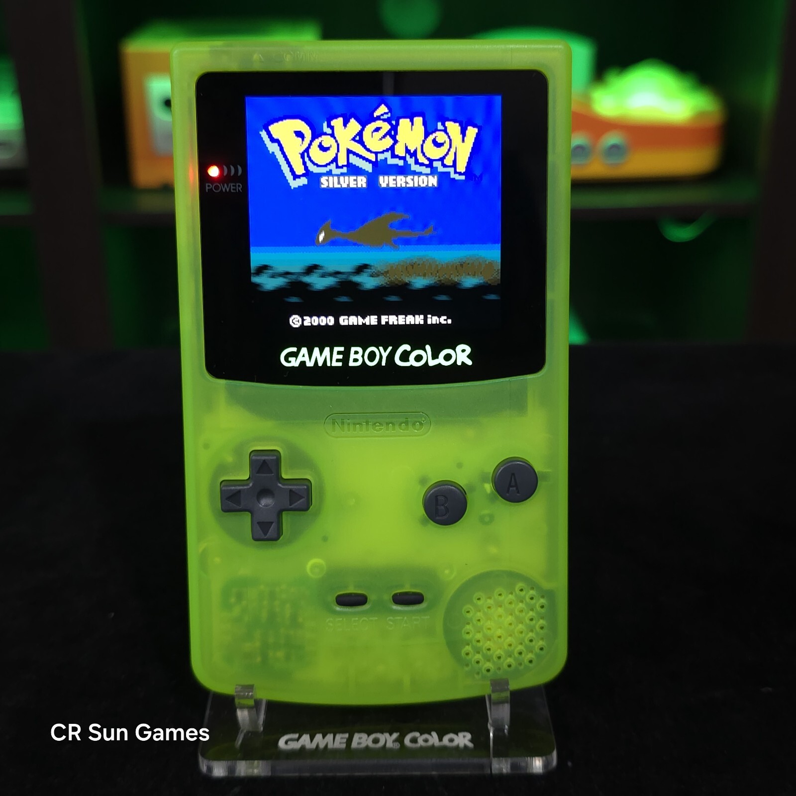 Green Glow In The Dark Gameboy Color Console OLED Touch Screen And USB-C Battery