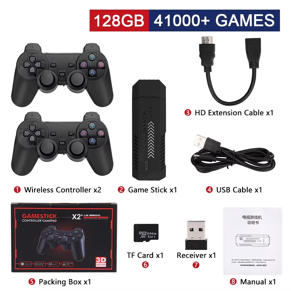 GD10 Plus Game Console, 256GB, 58,000 Built-in Games, 4K, Dual Controller Wit…