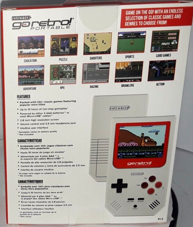 Retro-Bit Go Retro Hi Resolution Screen Portable 250+ Game Player For Boy Girl