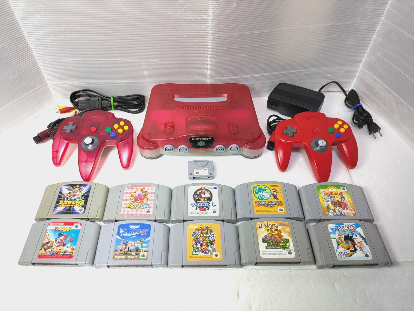 Nintendo 64 Region Free Console Clear Red Mario Kart 64 N64 japan