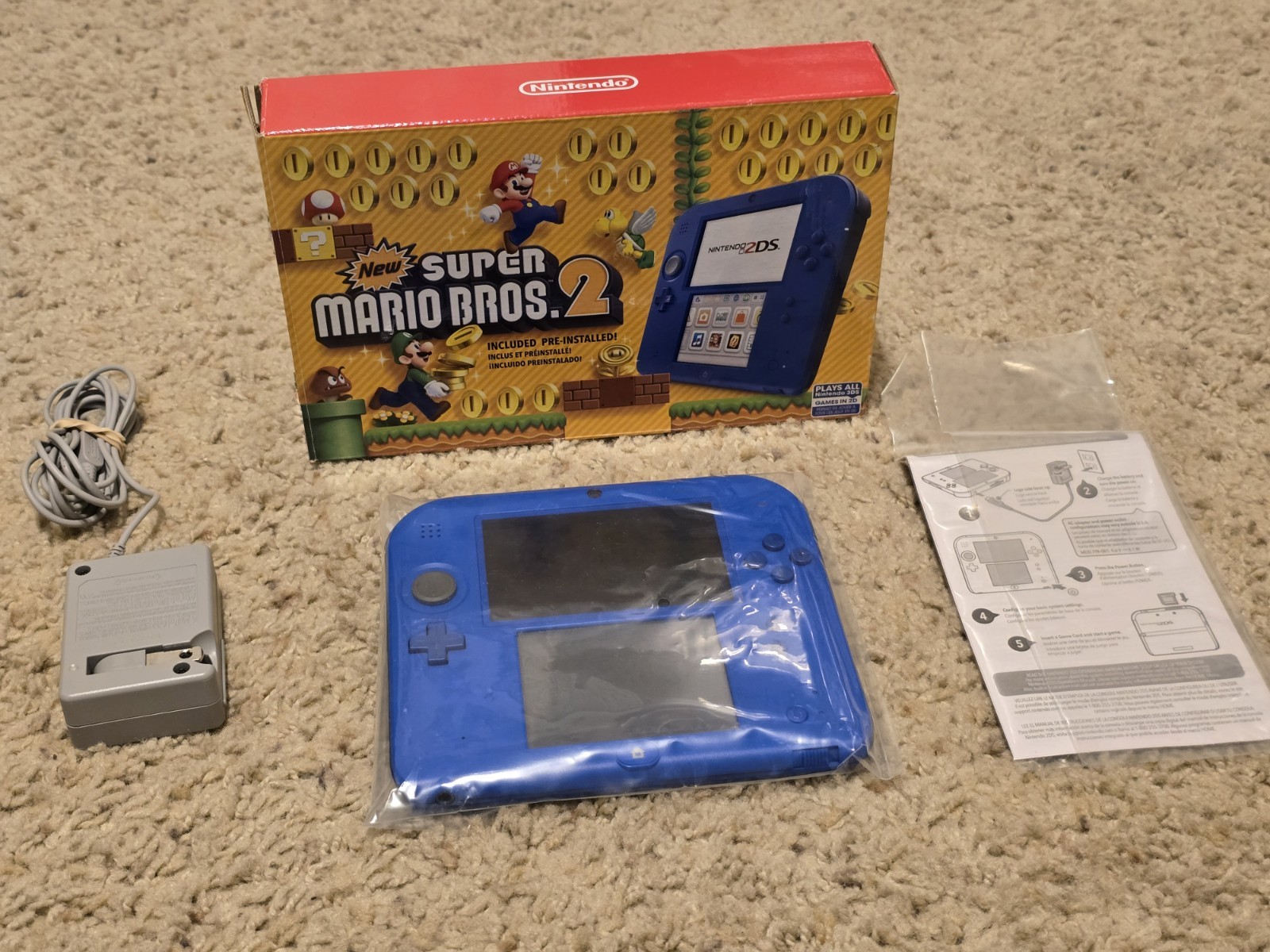 Nintendo 2DS New Super Mario Bros 2 – Electric Blue w/Box, No Stylus