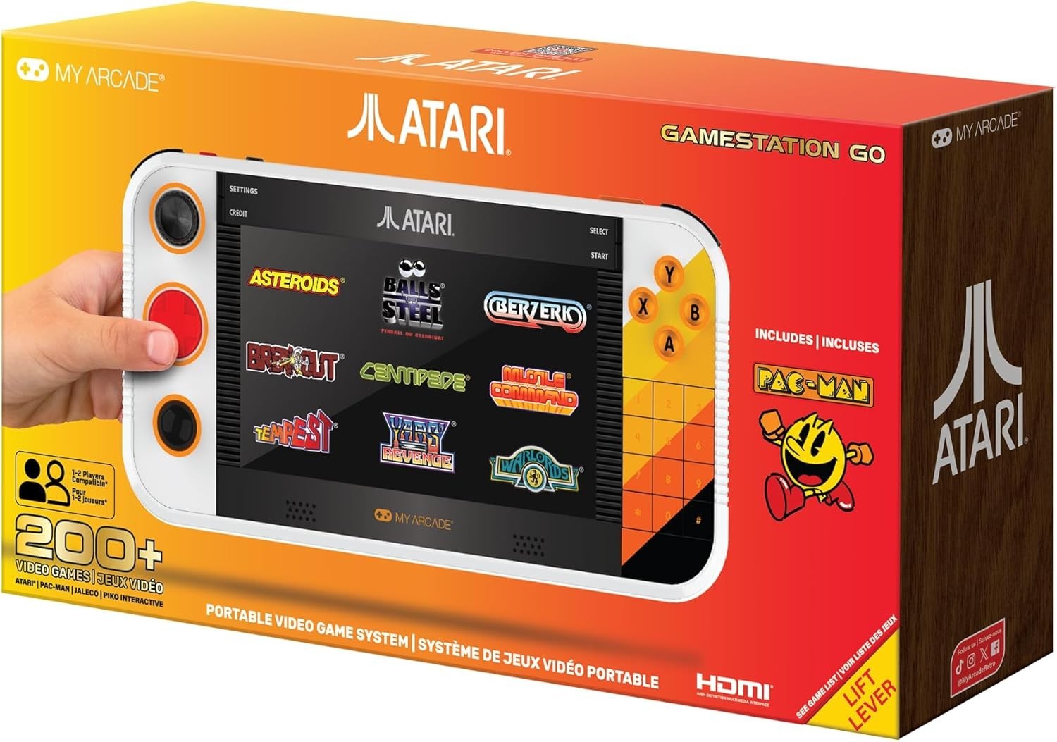 Atari Gamestation Go Portable Retro Console, 200+ Games, 7″ Display, HDMI WiFi