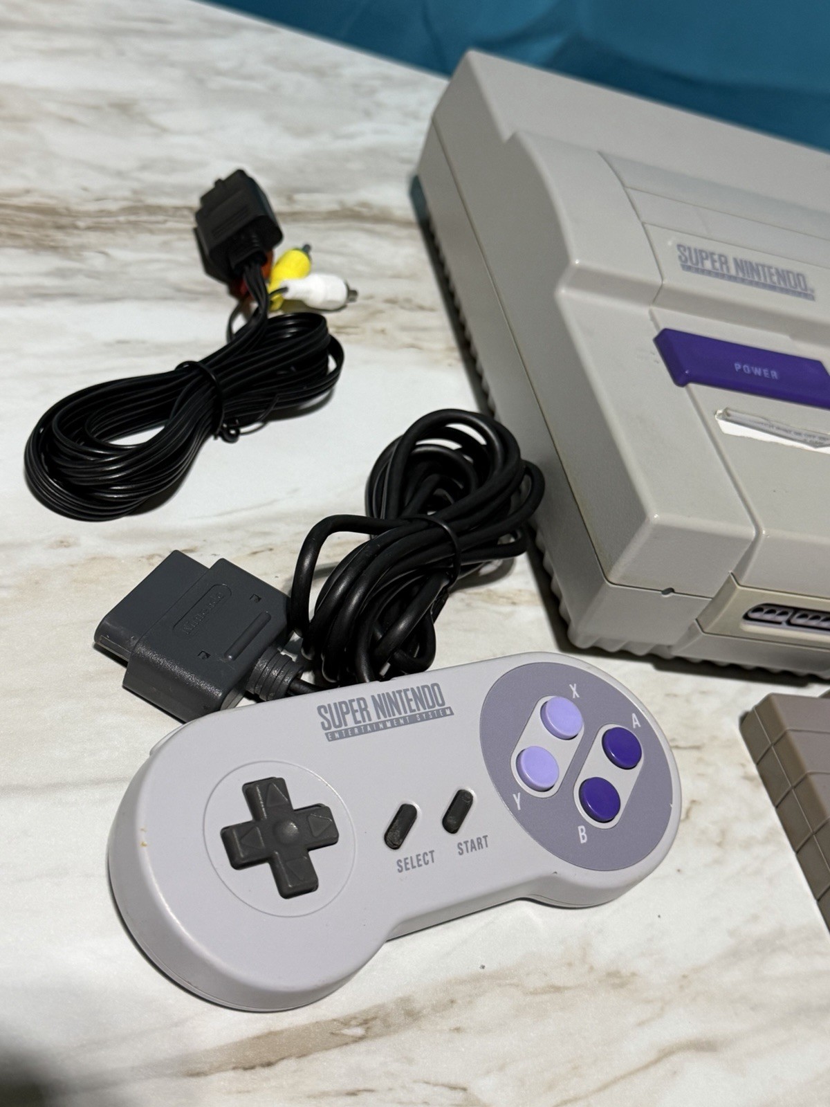 Super Nintendo SNES Console Controller + Super Mario World Tested And Working