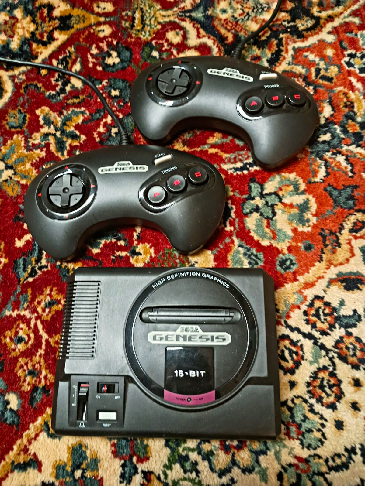 SEGA Sega Genesis 16-Bit Black Console w/ 2 Wired Controllers Home System
