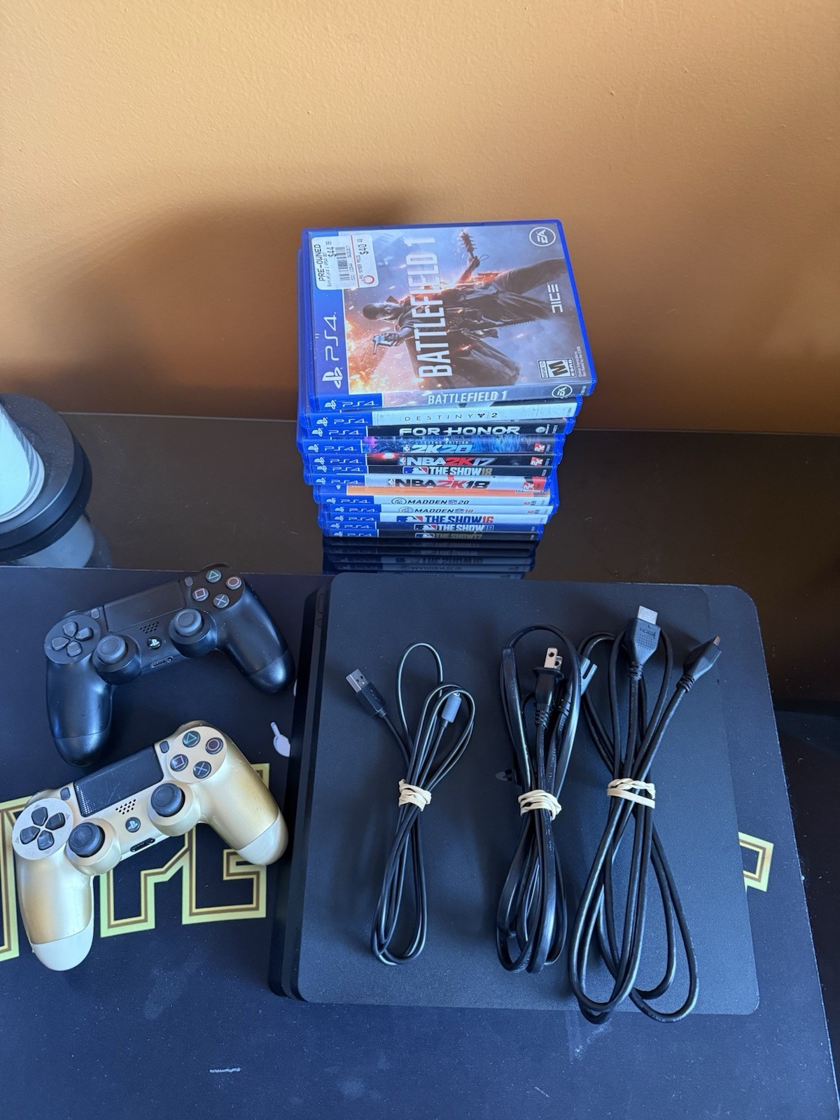 Sony PlayStation 4 500GB Console Bundle 12 Games 2 Controllers All Wires Working