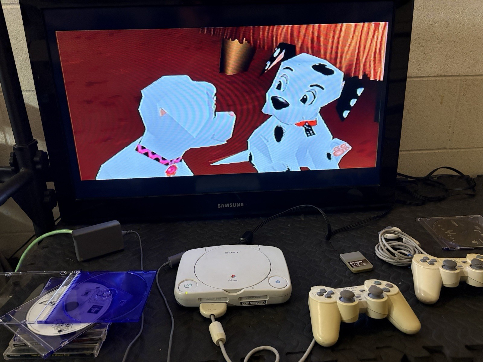 Sony PSOne Slim White Console SCPH-100) Controllers Cords Games- Bundle Tested