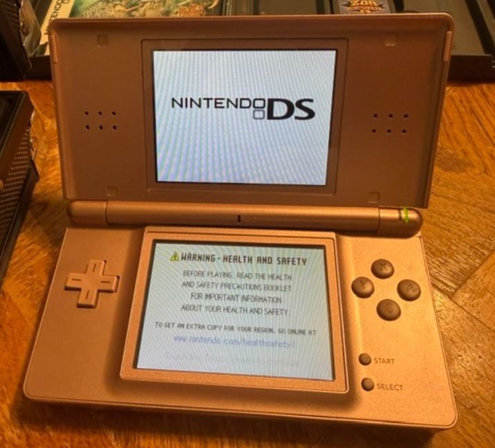 Nintendo DS Lite Console- Metallic Rose w/Charger/Case/12 games/Tested Awesome!