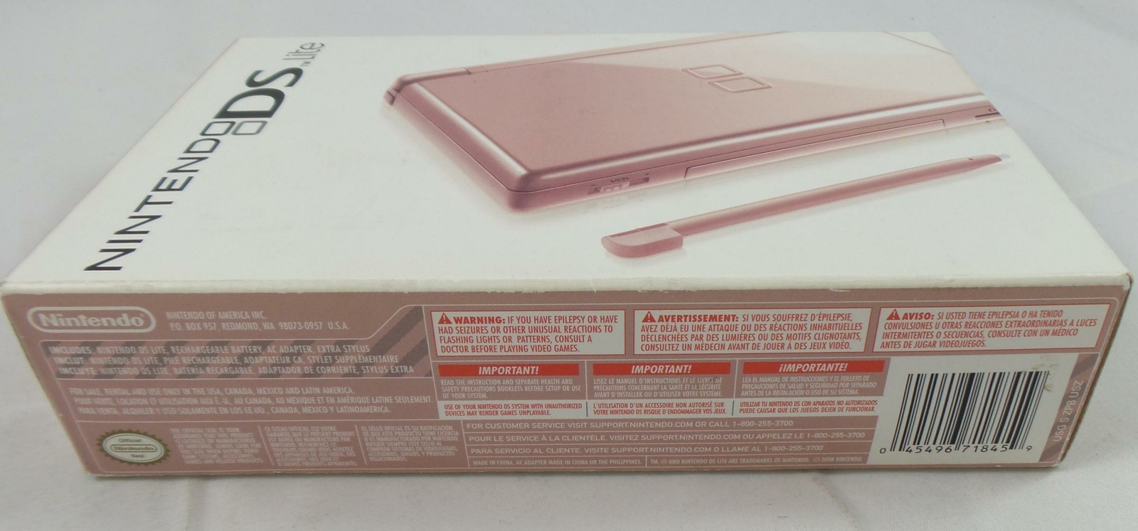Boxed Nintendo DS Lite – Metallic Rose (USG-S-ZPB)