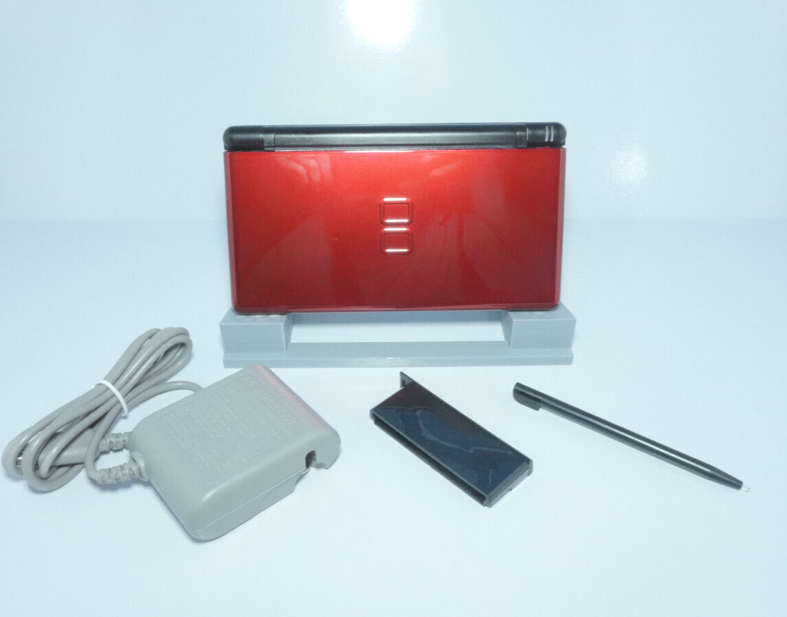 Nintendo DS Lite Crimson Red / Black Handheld Gaming System w/ Charger & Stylus
