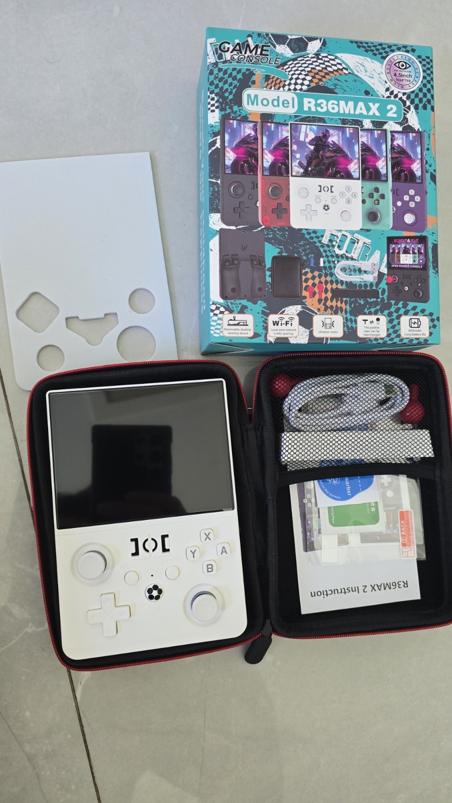R36MAX 2 Retro Handheld Game Console, 4.5 Inch IPS HD Screen Inch, White
