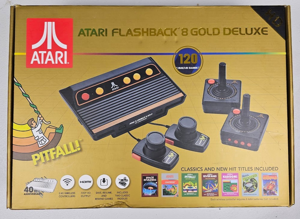 Atari Flashback 8 Gold Deluxe HD Classic Retro Gaming Console 120 Games HDMI CIB