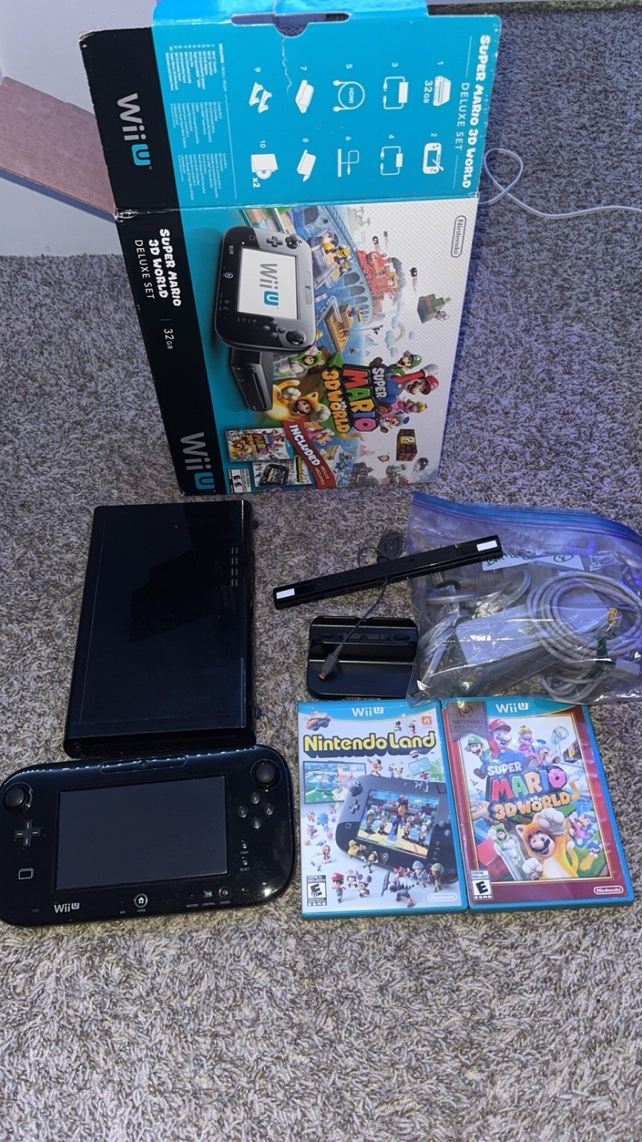 Nintendo Wii U 32 GB Super Mario 3D World Deluxe Set Console CIB Tested w/ Games