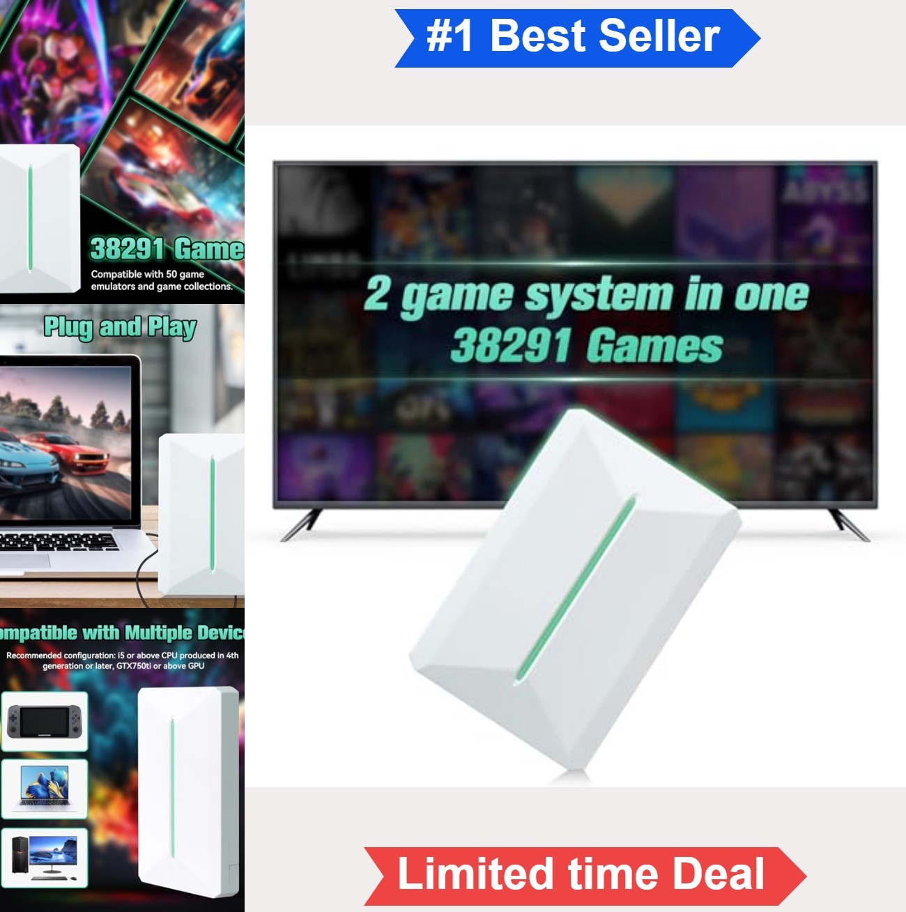 Retro Game Console 500GB HDD USB Plug and Play 38291 Games 50 Emulators Windows