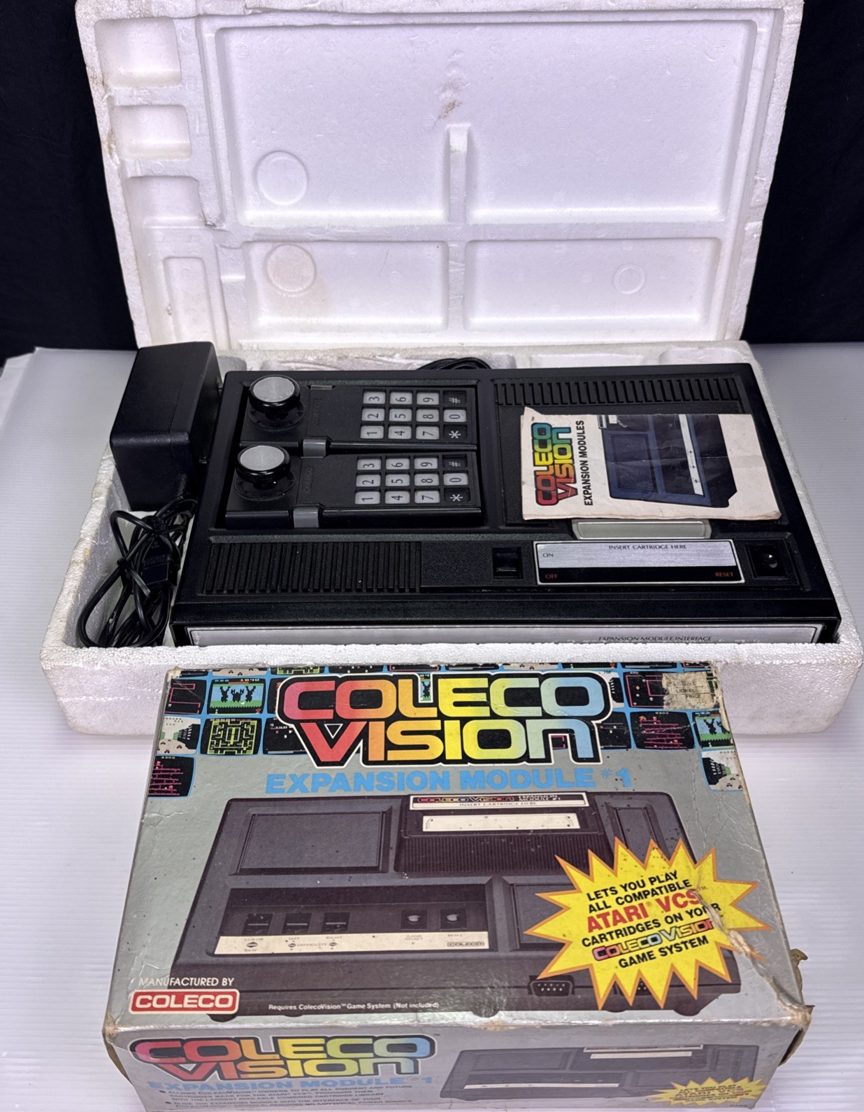 ColecoVision Video Game Console Model 2400 & Expansion Module #1 Bundle Untested