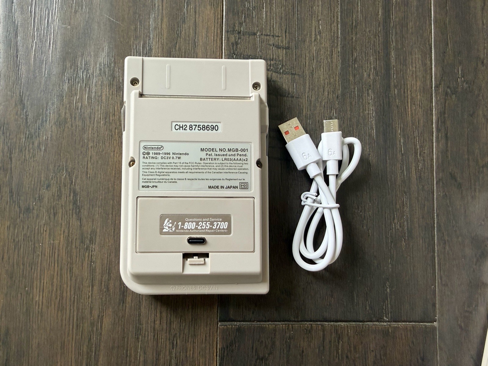 Gameboy Pocket GBP W/ IPS Q5 Backlight & New Shell & Rechargeable Battery – Gray