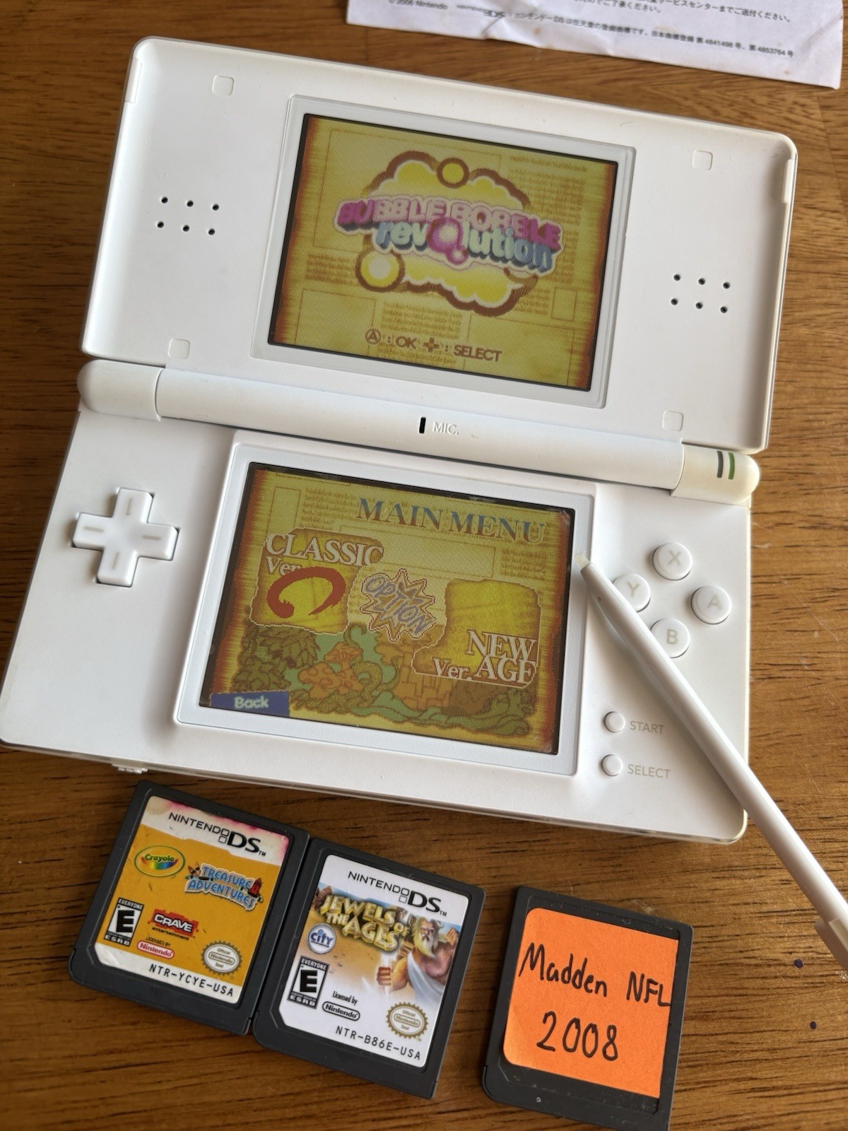 Nintendo DS Lite Crystal White COMPLETE Japan Region Free With Games (TESTED)