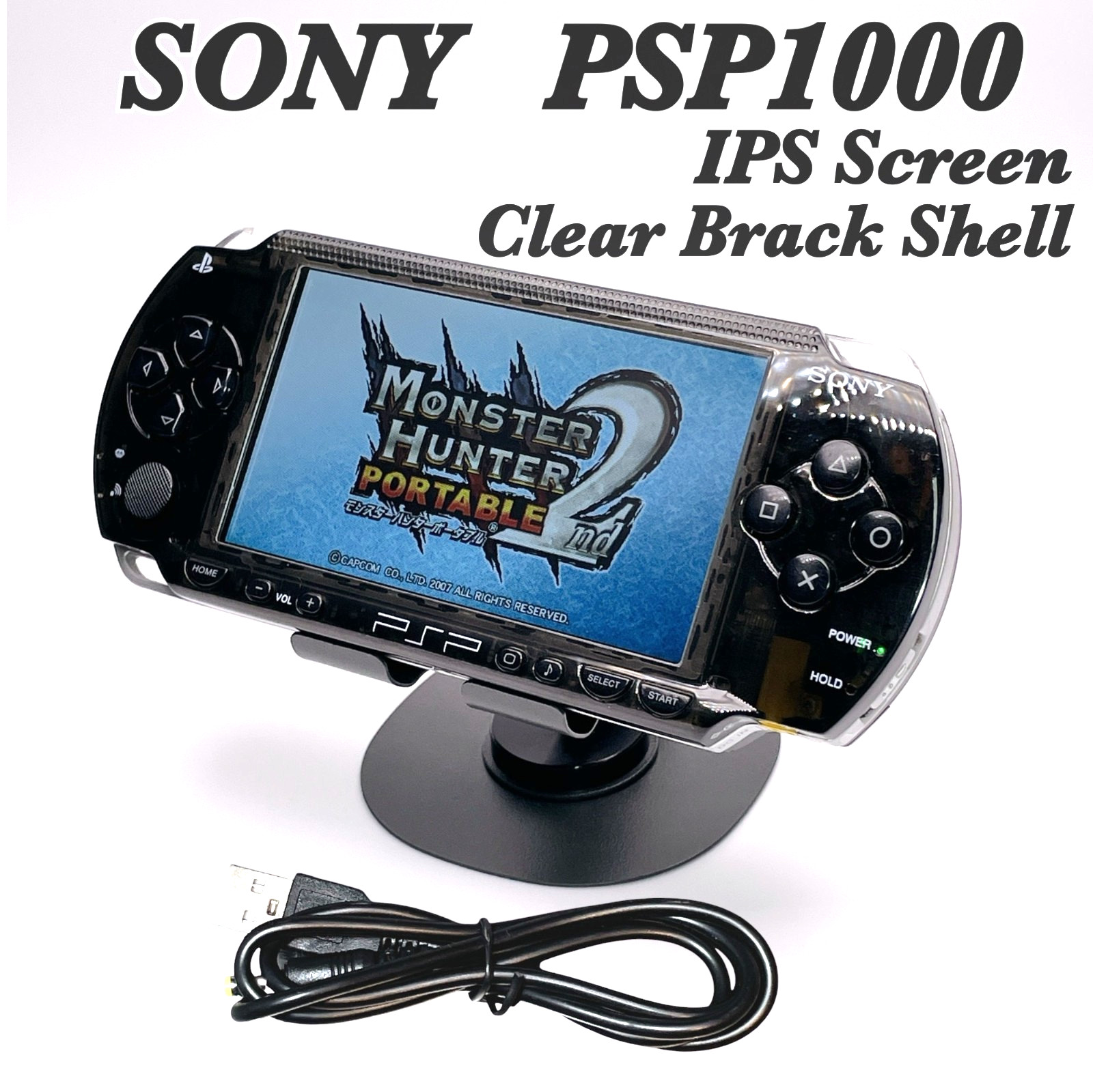 Sony PSP 1000 IPS Screen Clear Black Shell Custom Console Region Free Tested