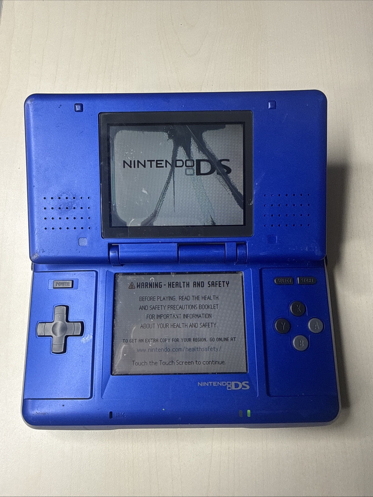 Nintendo DS Original NTR-001 Cobalt Blue Handheld Console System BROKEN SCREEN