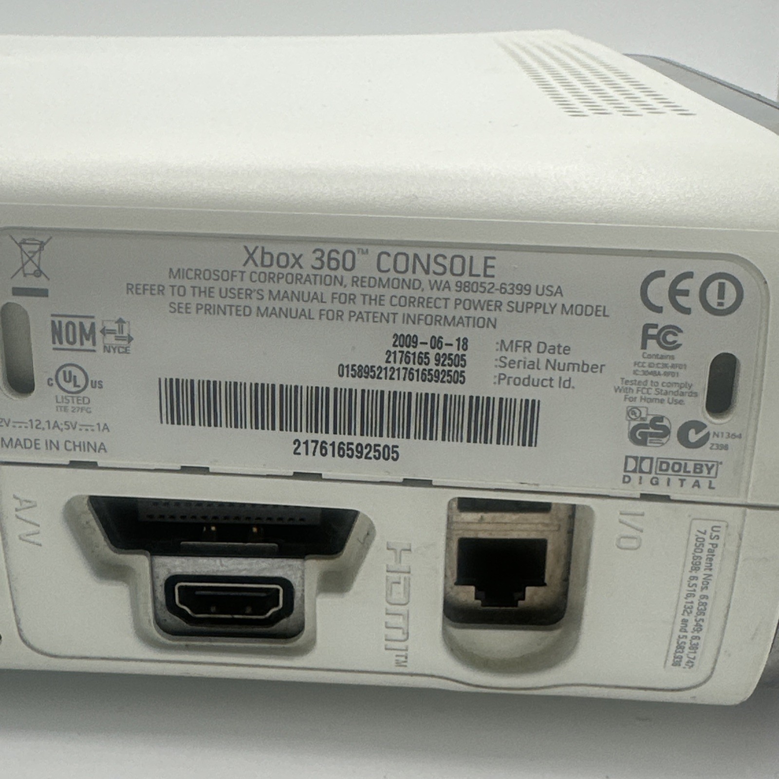 Microsoft Xbox 360 60GB White Console PARTS ONLY NOT TESTED