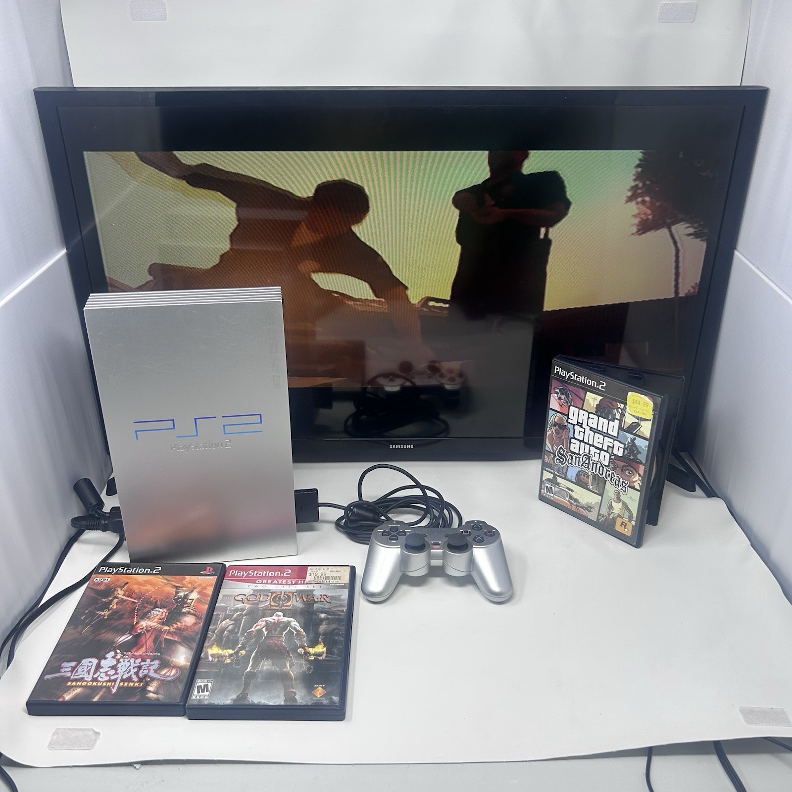 Sony PlayStation 2 PS2 Silver SCPH-50000 Console Bundle US & Japan Games