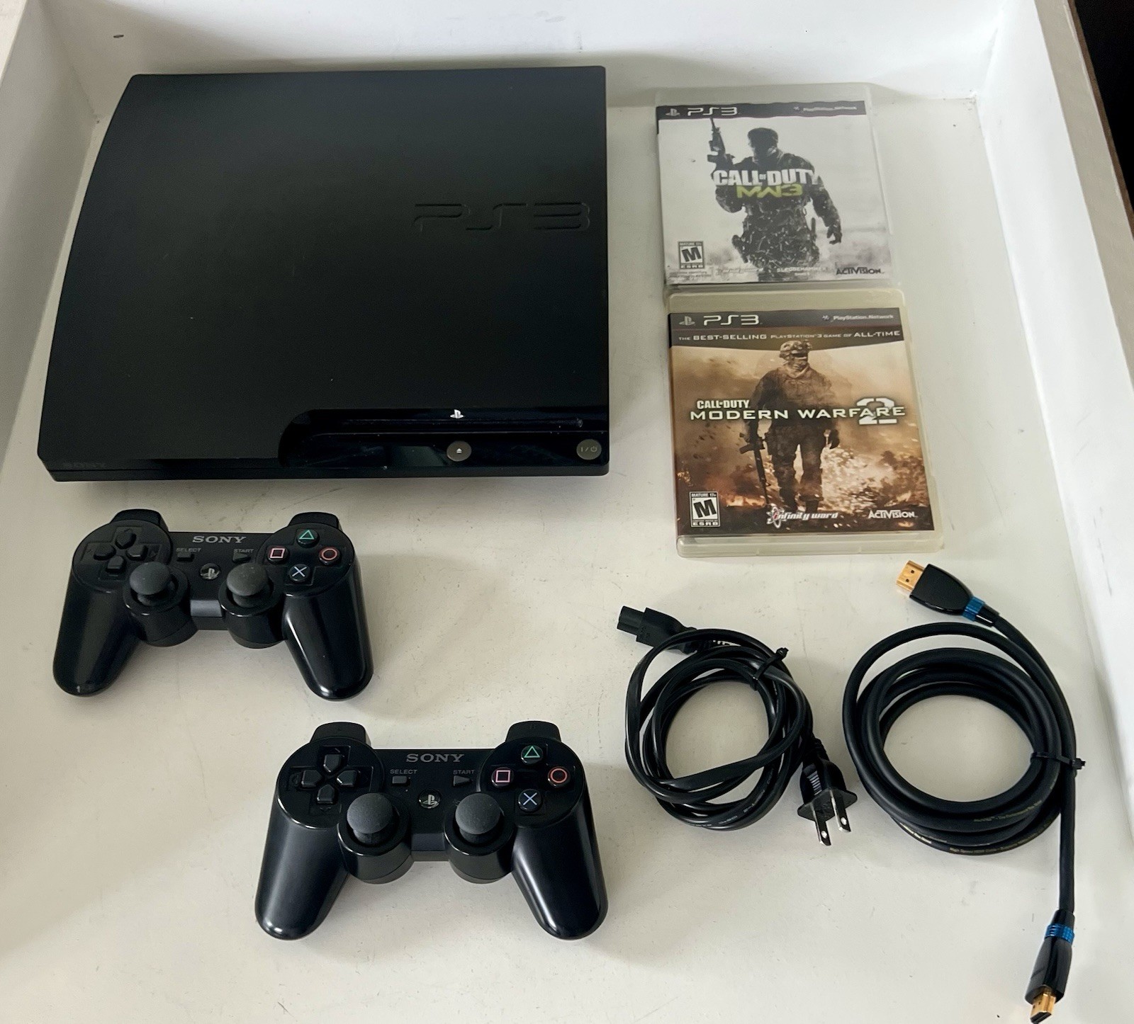 Sony PlayStation 3 PS3 Slim Console 120GB With Controller And 2 Games CECH-2001A
