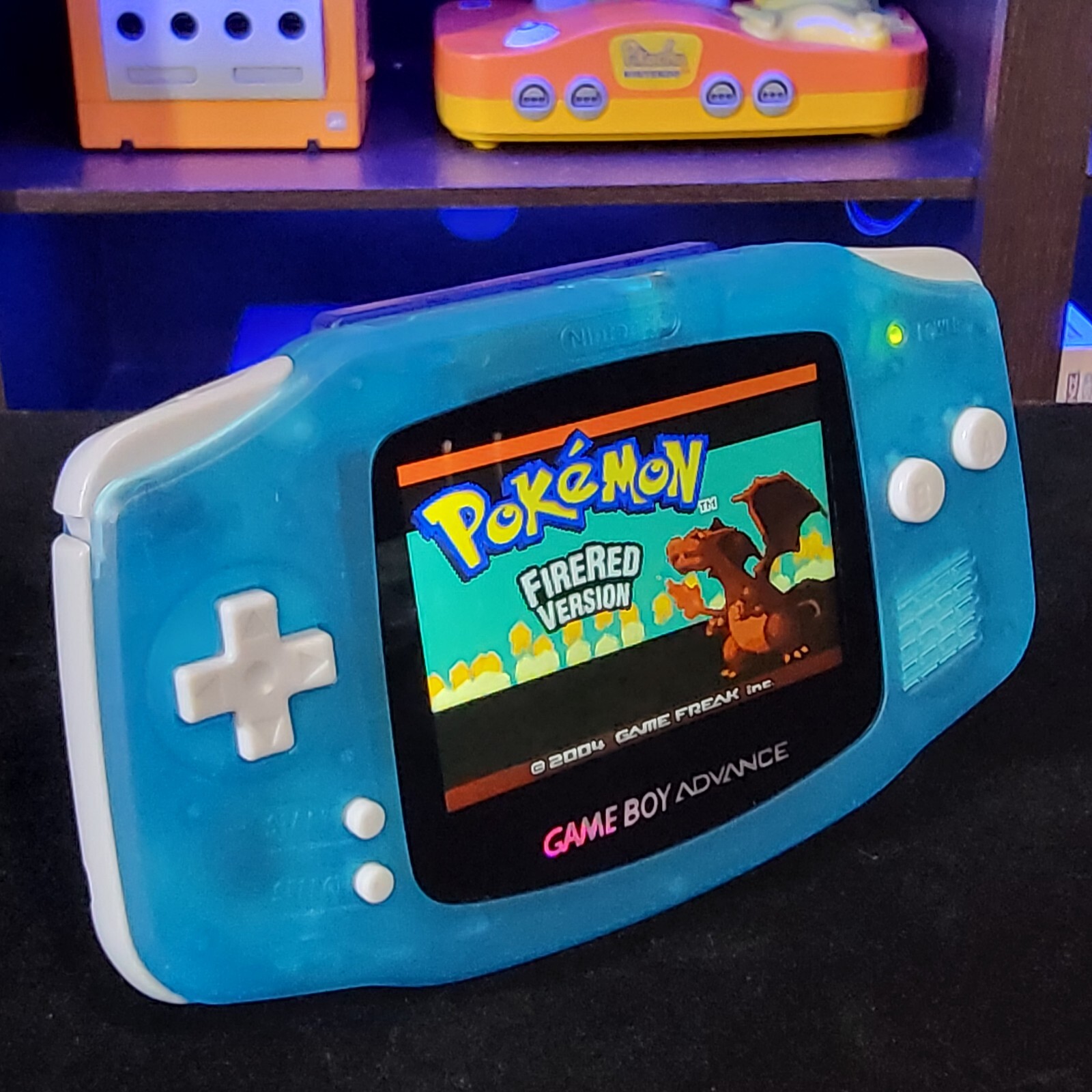 Clear Blue Game Boy Advance GBA Console with iPS V5 Backlight Backlit LCD MOD