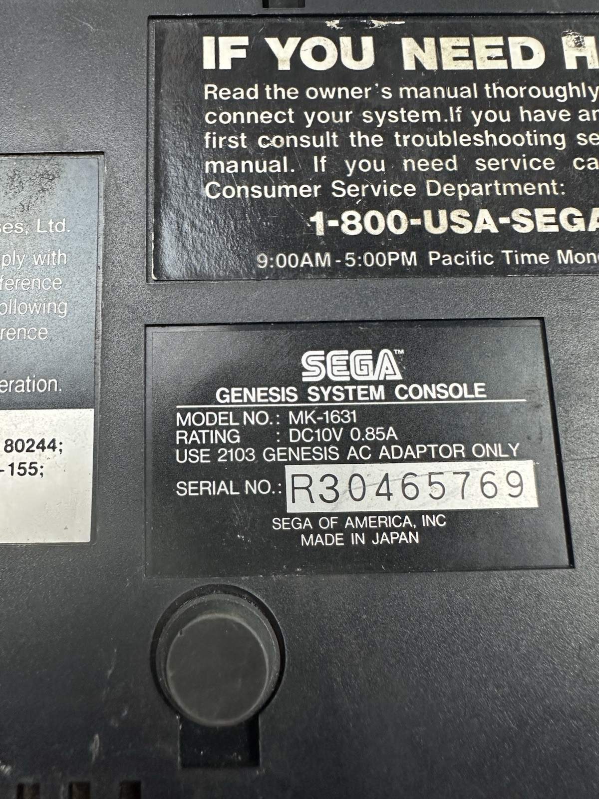 SEGA Genesis Model 2 Console – With cables, controller, and Game Tested MK-1631
