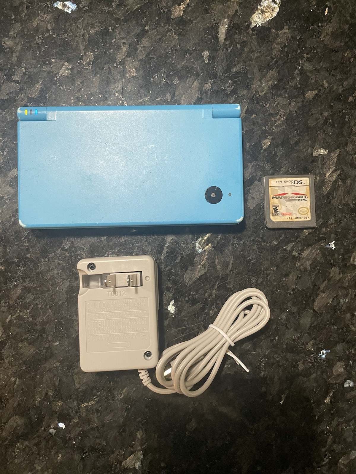 Nintendo DSi Light Blue Handheld Console Game System With Mario Kart + Charger