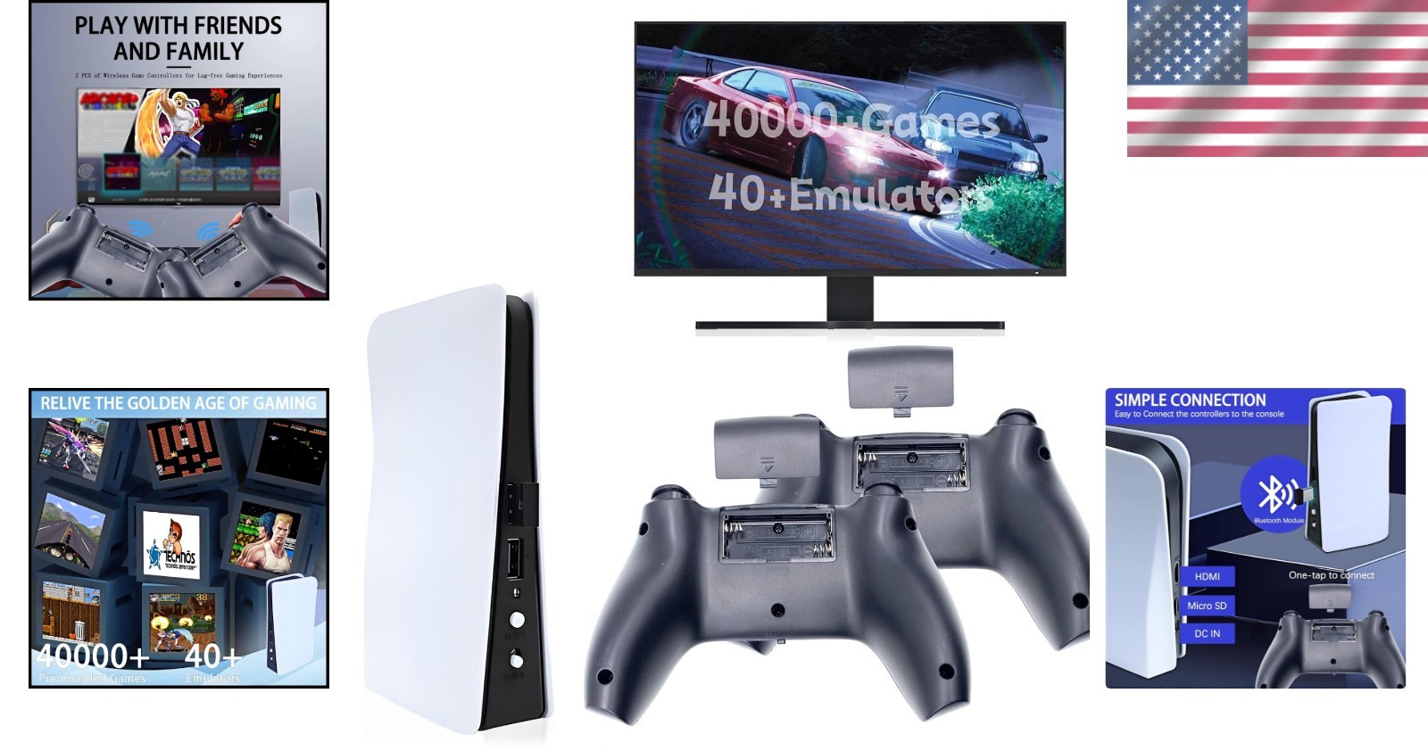 Plug and Play 4K Retro Game Console – 128GB, 2.4G Wireless Controllers Included