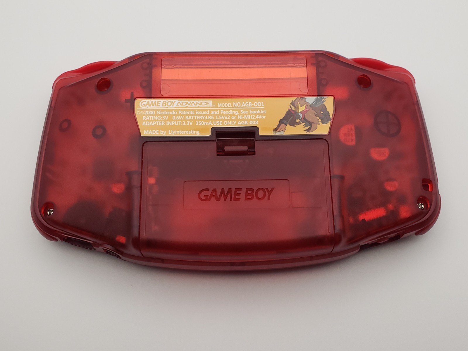 Entei Game Boy Advance, Funnyplaying Backlit IPS Screen Clear Red Pokemon Theme