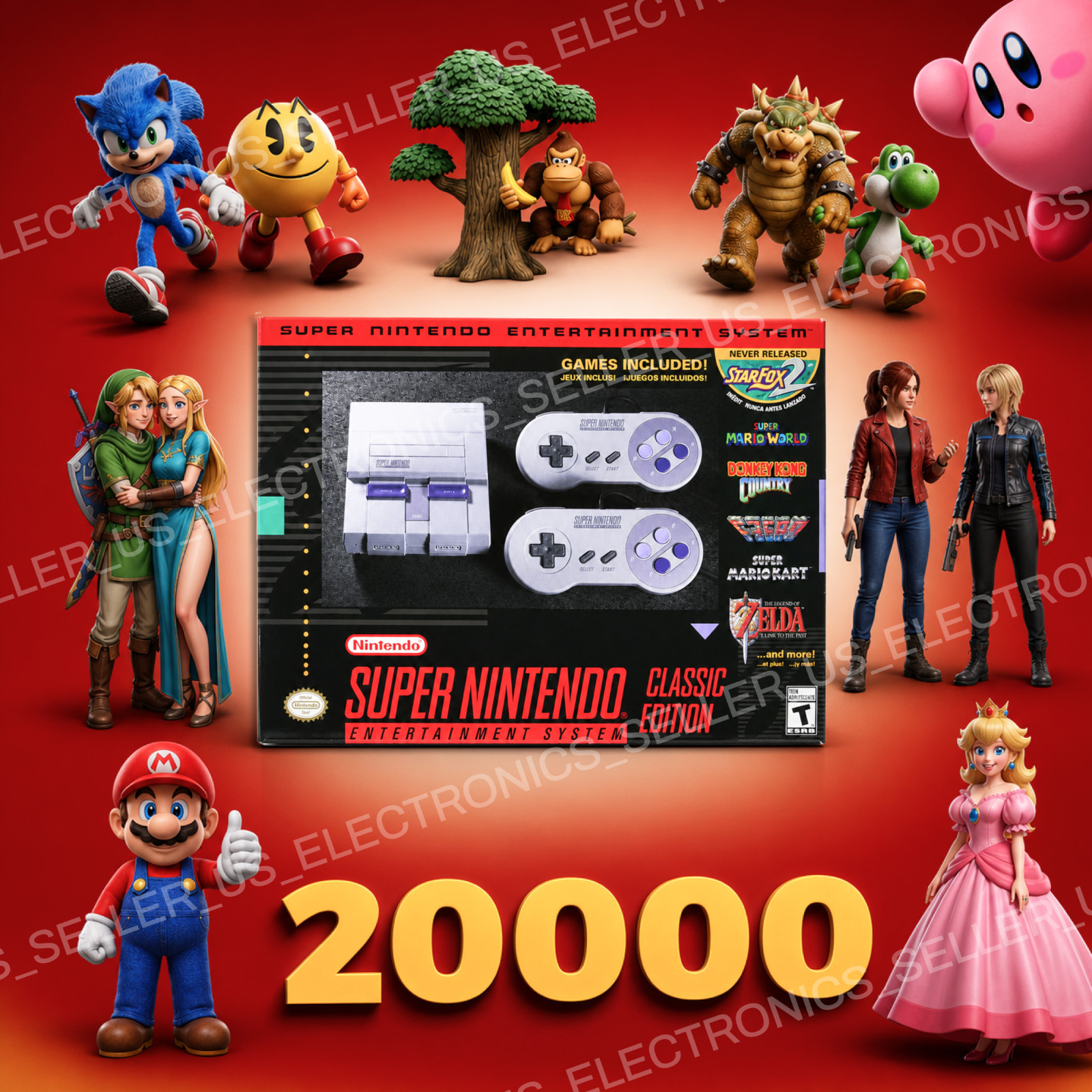 Authentic SNES Super Nintendo Classic Mini Super Entertainment Game System 20000