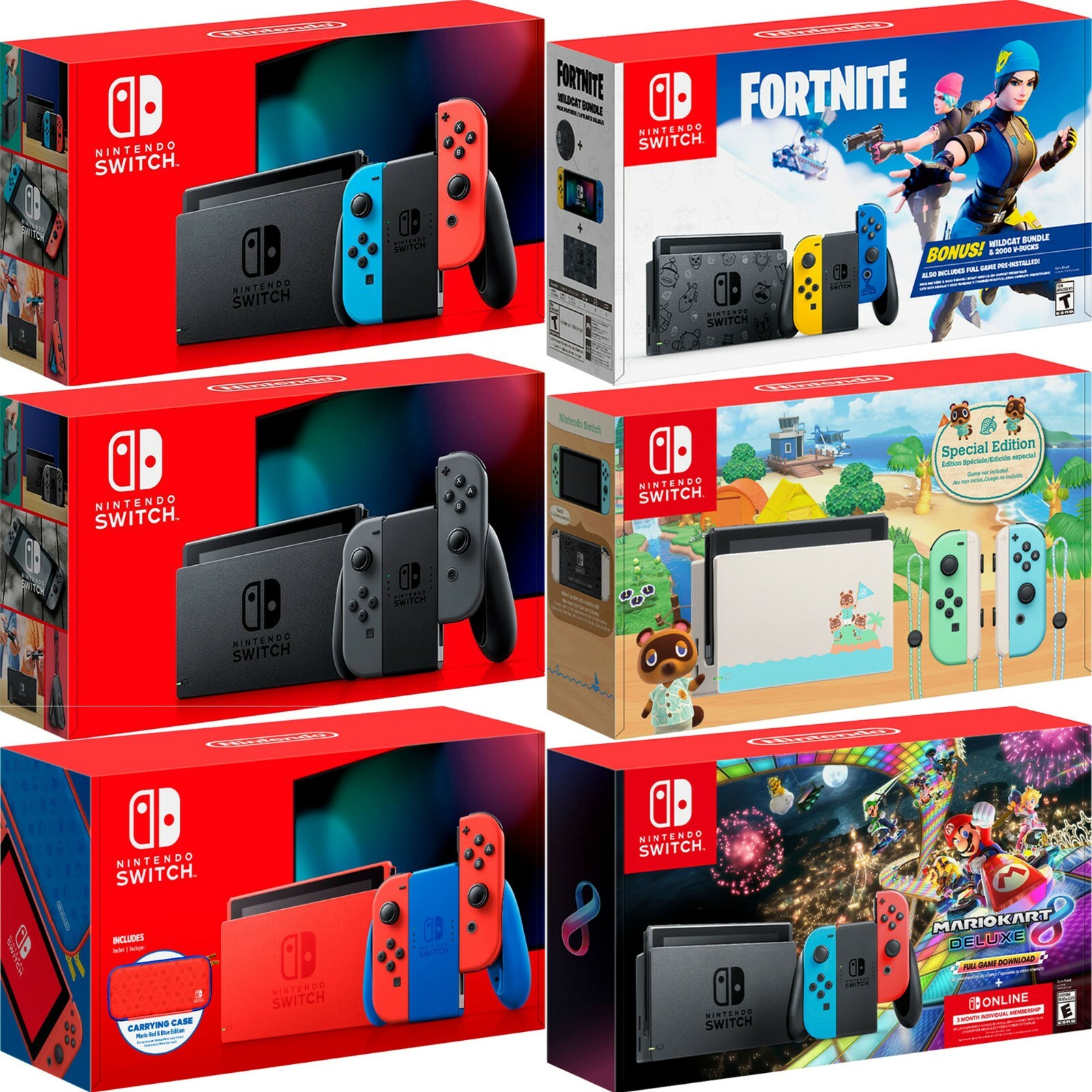 Nintendo Switch Console Animal Crossing Fortnite Mario Kart Monster Hunter Rise
