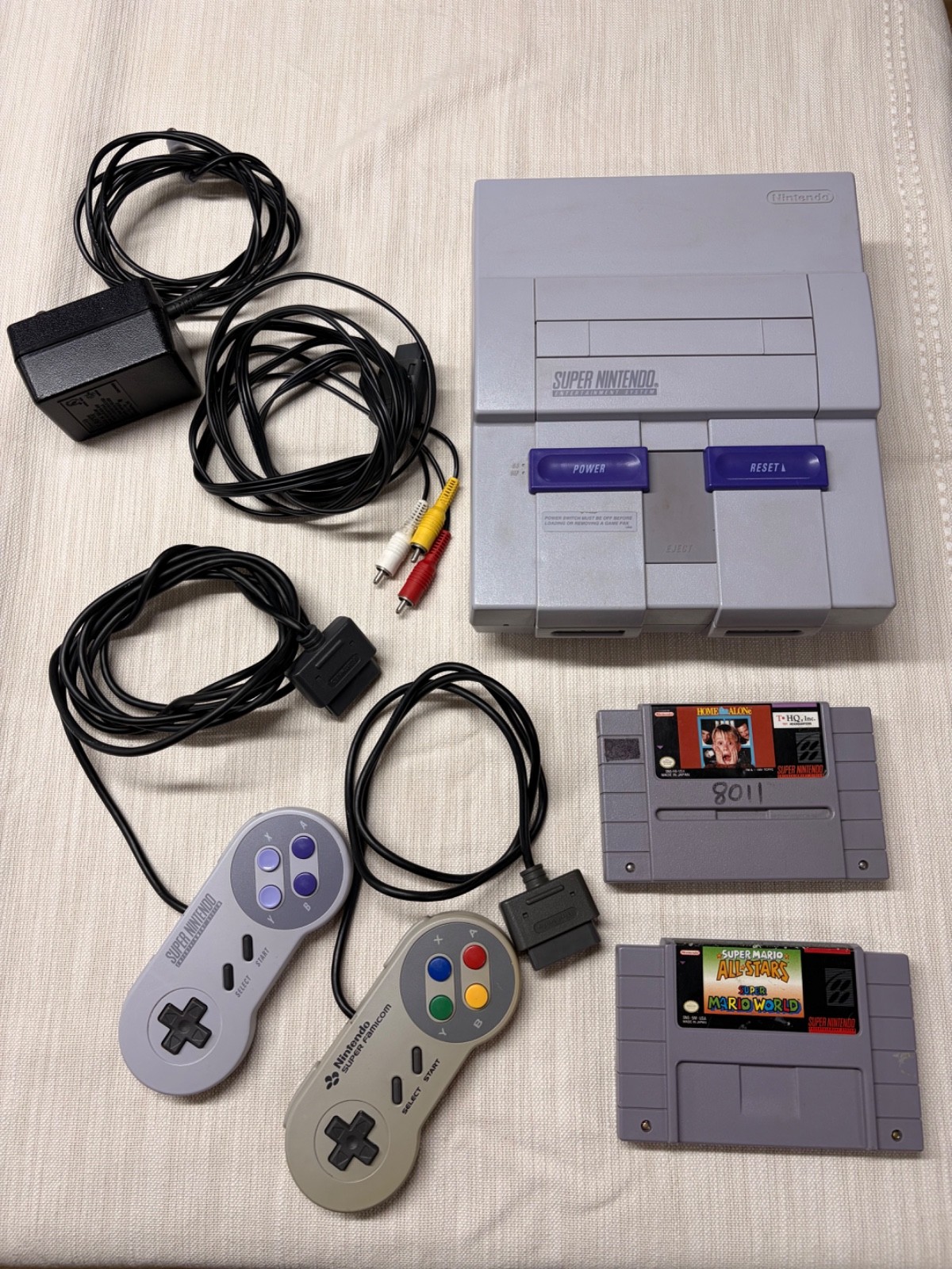 Nintendo SNES-001 Home Console (Gray) Bundle with Super Mario AllStars