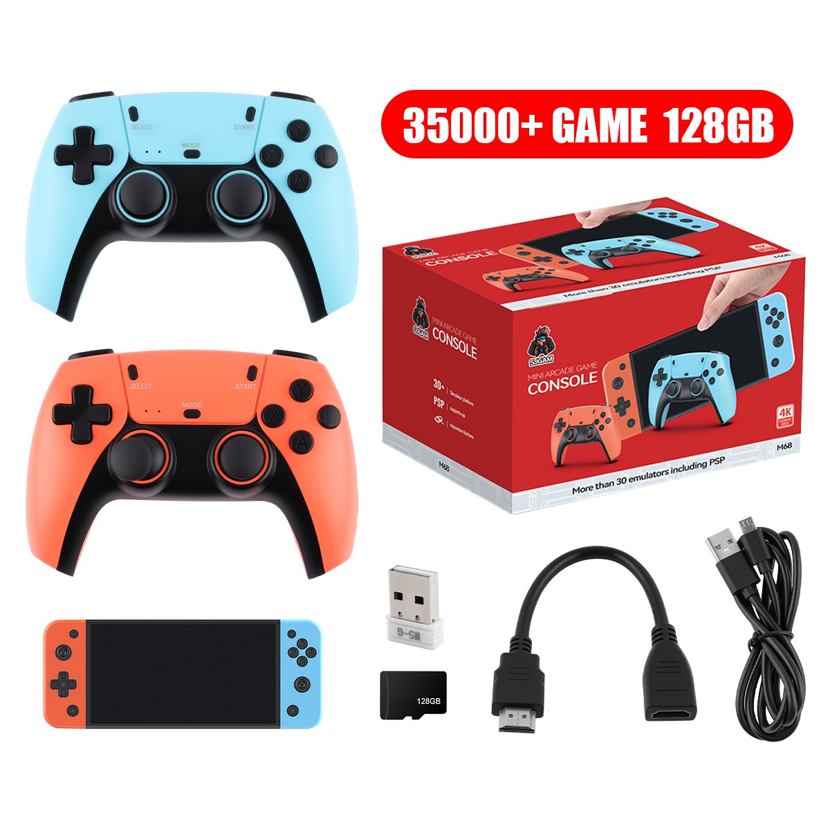 4K HD Game Stick Retro Video Game Console 35000+ Games + 2 Wireless Controller