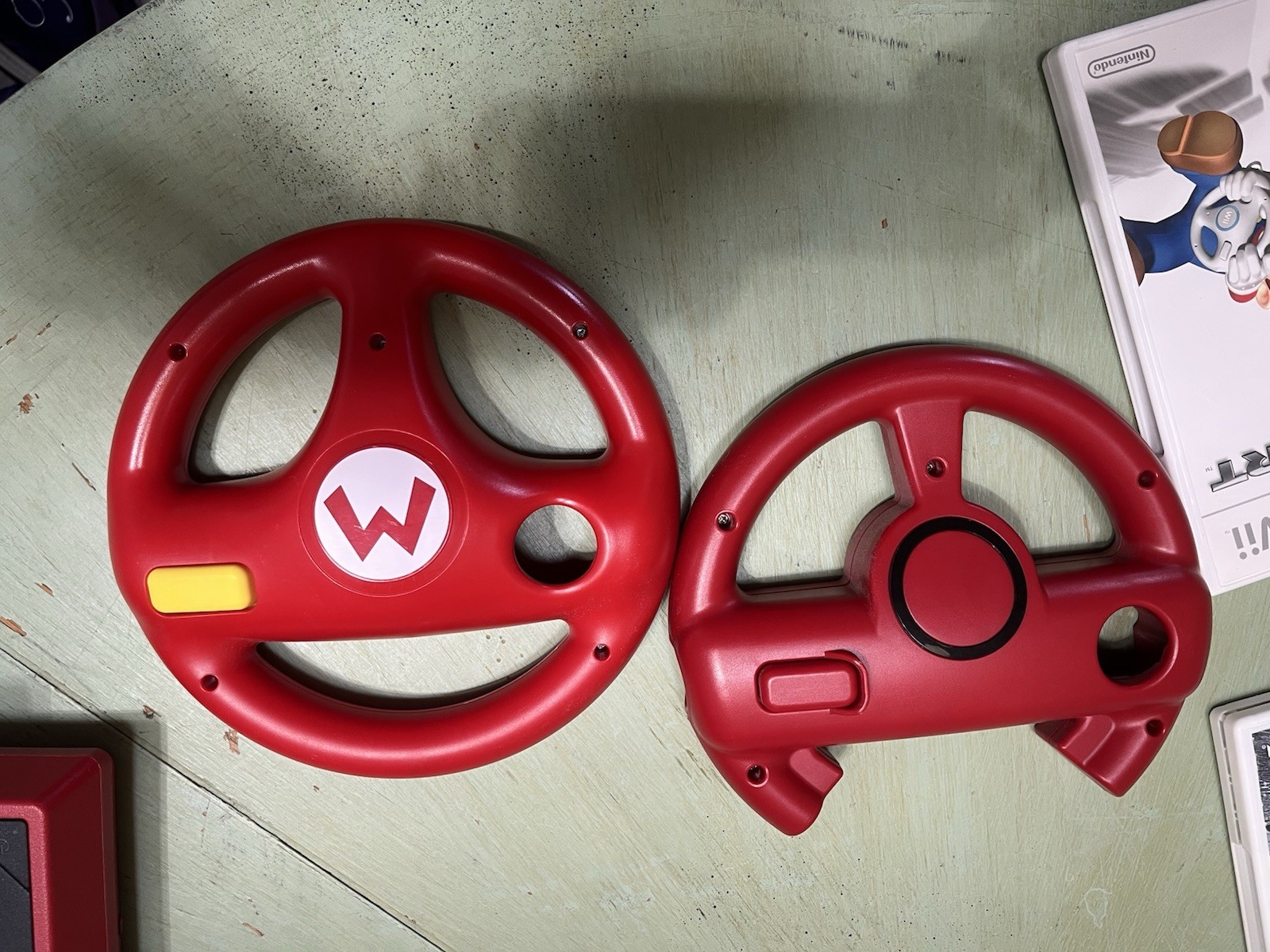 Nintendo Wii Mini Red Console Mario Kart Bundle *Tested *Missing Sensor Bar*