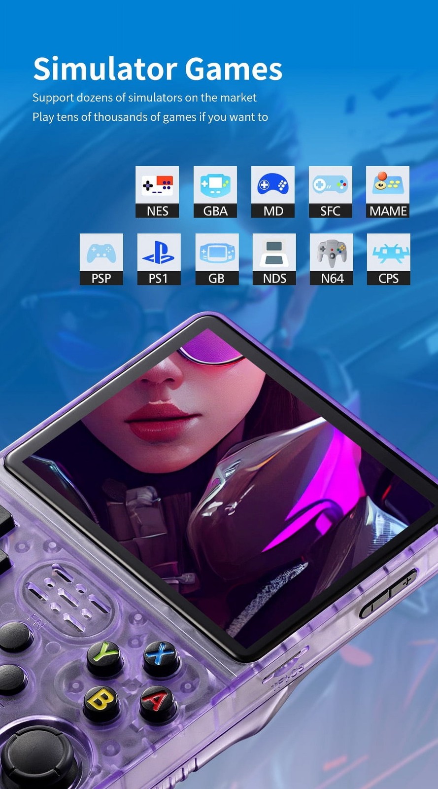 Handheld VideoGame Console R36S Retro 20000 Games 3.5 InchIPS Scree,128GB