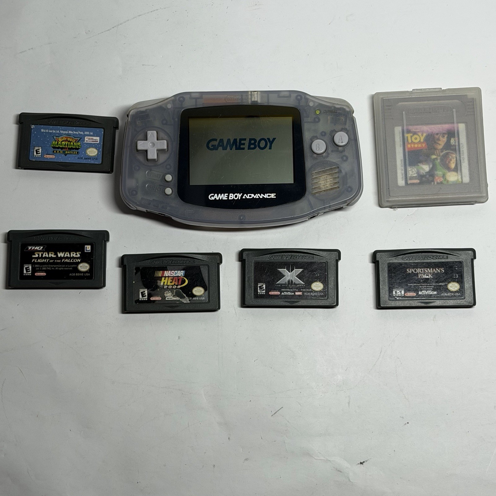 Nintendo Game Boy Advance Console AGB-001 Clear Glacier No Battery Cover